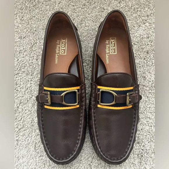 POLO RALPH LAUREN Men's Anders Leather Driver Driving Style Loafer Brown Sz 8.5 - Picture 11 of 12